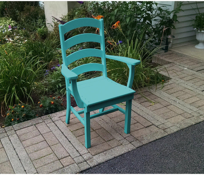 A&L Furniture Company Recycled Plastic Ladderback Dining Chair w/ Arms - Aruba Blue
