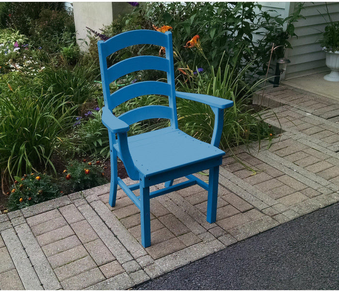 A&L Furniture Company Recycled Plastic Ladderback Dining Chair w/ Arms - Blue