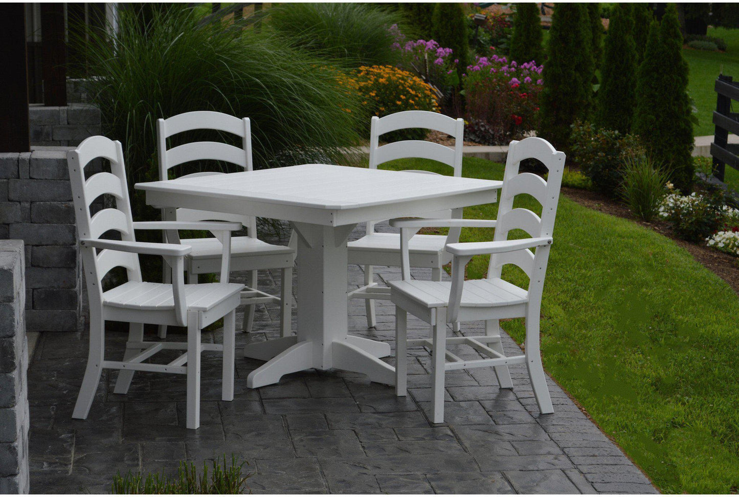 Bryton Park Poly Furniture Recycled Plastic Ladderback Dining Chair w/ Arms - LEAD TIME TO SHIP 10 BUSINESS DAYS