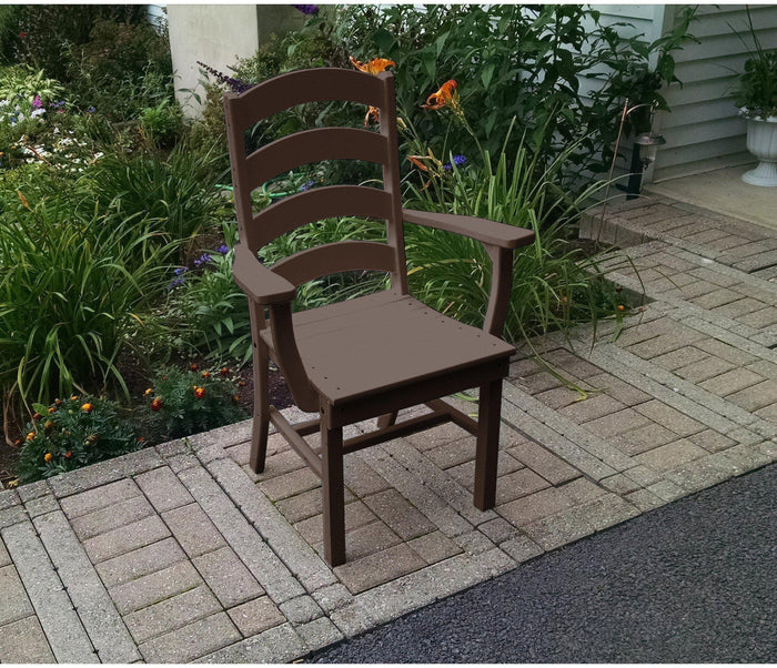 A&L Furniture Company Recycled Plastic Ladderback Dining Chair w/ Arms - Tudor Brown