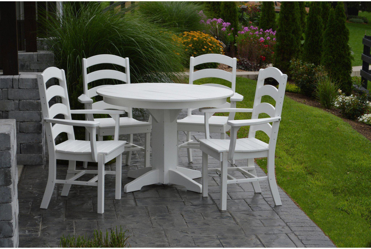 Bryton Park Poly Furniture Recycled Plastic Ladderback Dining Chair w/ Arms - LEAD TIME TO SHIP 10 BUSINESS DAYS