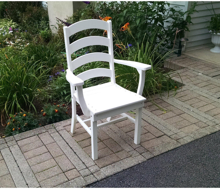 A&L Furniture Company Recycled Plastic Ladderback Dining Chair w/ Arms - White