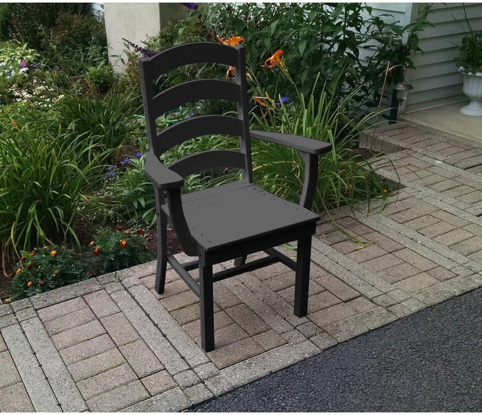 A&L Furniture Company Recycled Plastic Ladderback Dining Chair w/ Arms - Black