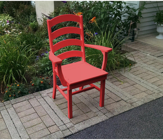 A&L Furniture Company Recycled Plastic Ladderback Dining Chair w/ Arms - Bright Red