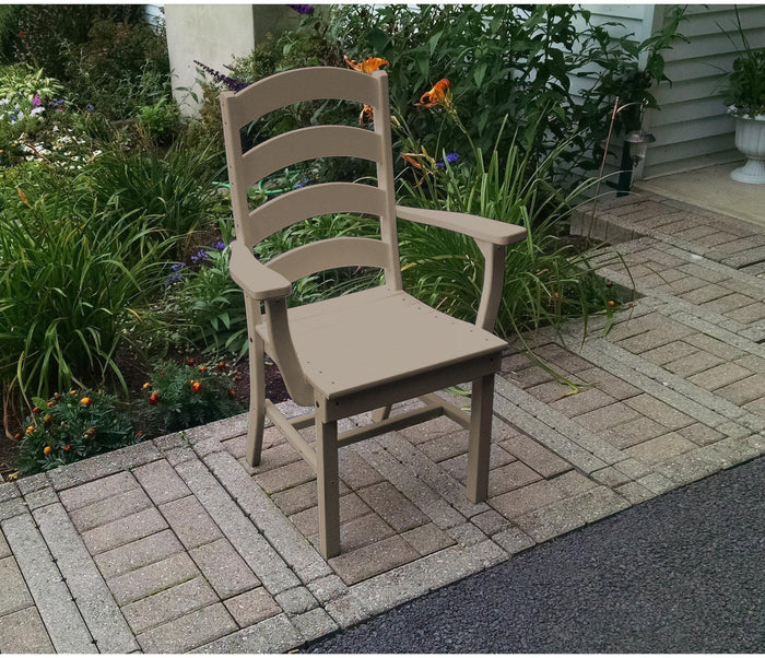 A&L Furniture Company Recycled Plastic Ladderback Dining Chair w/ Arms - Weatheredwood