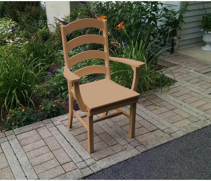 A&L Furniture Company Recycled Plastic Ladderback Dining Chair w/ Arms - Cedar