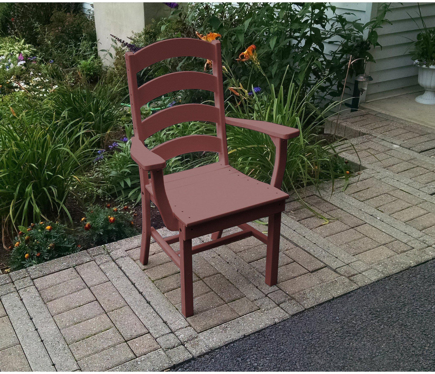 A&L Furniture Company Recycled Plastic Ladderback Dining Chair w/ Arms - Cherrywood
