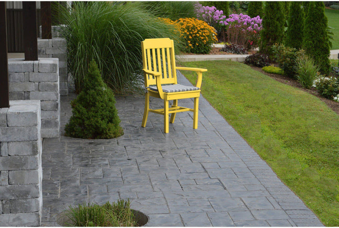 A&L Furniture Company Recycled Plastic Traditional Dining Chair w/ Arms - Lemon Yellow