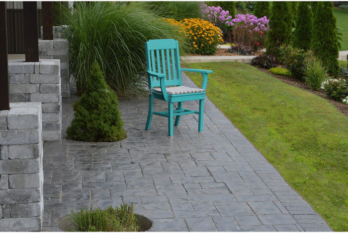 A&L Furniture Company Recycled Plastic Traditional Dining Chair w/ Arms - Aruba Blue