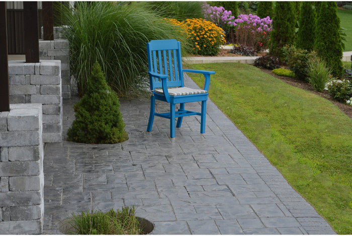 A&L Furniture Company Recycled Plastic Traditional Dining Chair w/ Arms - Blue