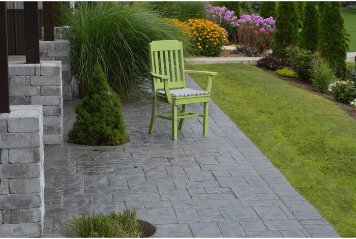 A&L Furniture Company Recycled Plastic Traditional Dining Chair w/ Arms - Tropical Lime