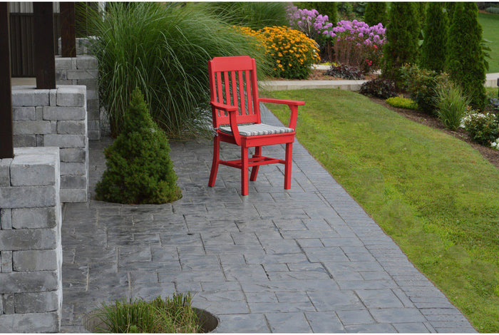 A&L Furniture Company Recycled Plastic Traditional Dining Chair w/ Arms - Bright Red