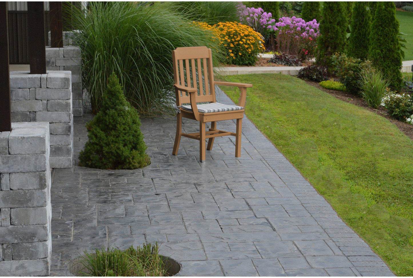 A&L Furniture Company Recycled Plastic Traditional Dining Chair w/ Arms - Cedar