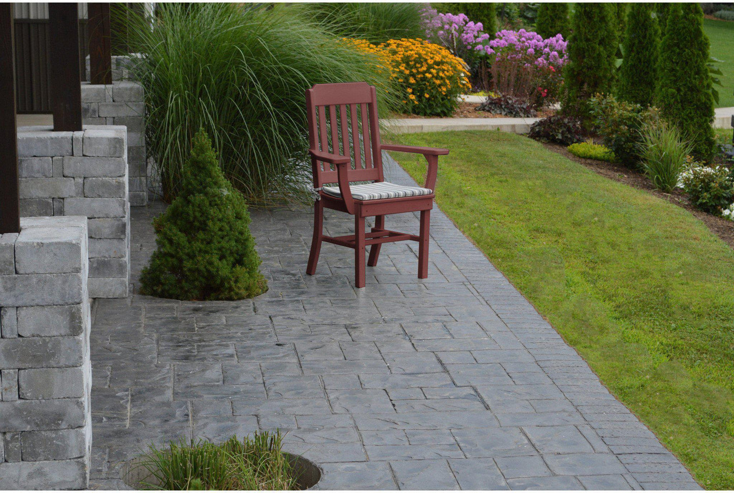 A&L Furniture Company Recycled Plastic Traditional Dining Chair w/ Arms - Cherrywood