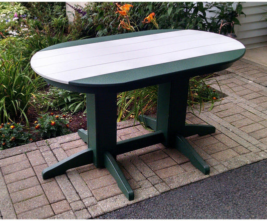 A&L Furniture Company Recycled Plastic 5' Oval Dining Table - White on Green