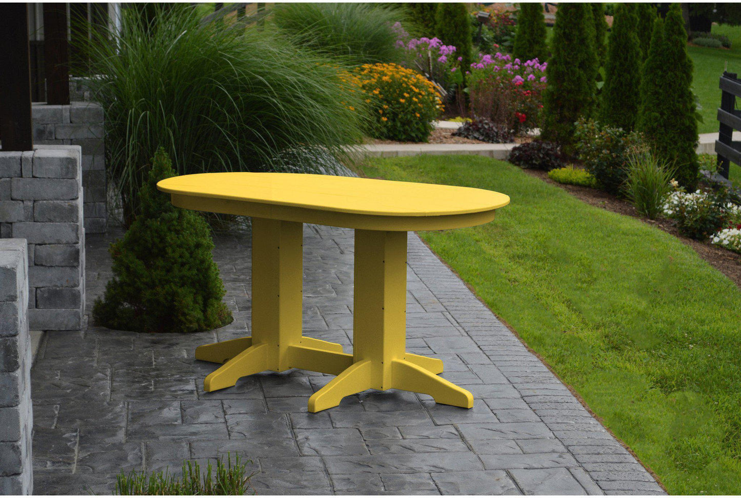 A&L Furniture Company Recycled Plastic 5' Oval Dining Table - Lemon Yellow