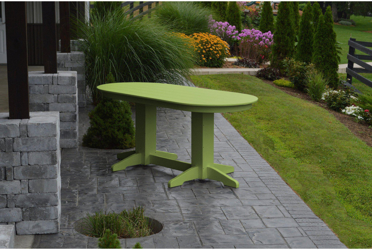 A&L Furniture Company Recycled Plastic 6' Oval Dining Table - Tropical Lime