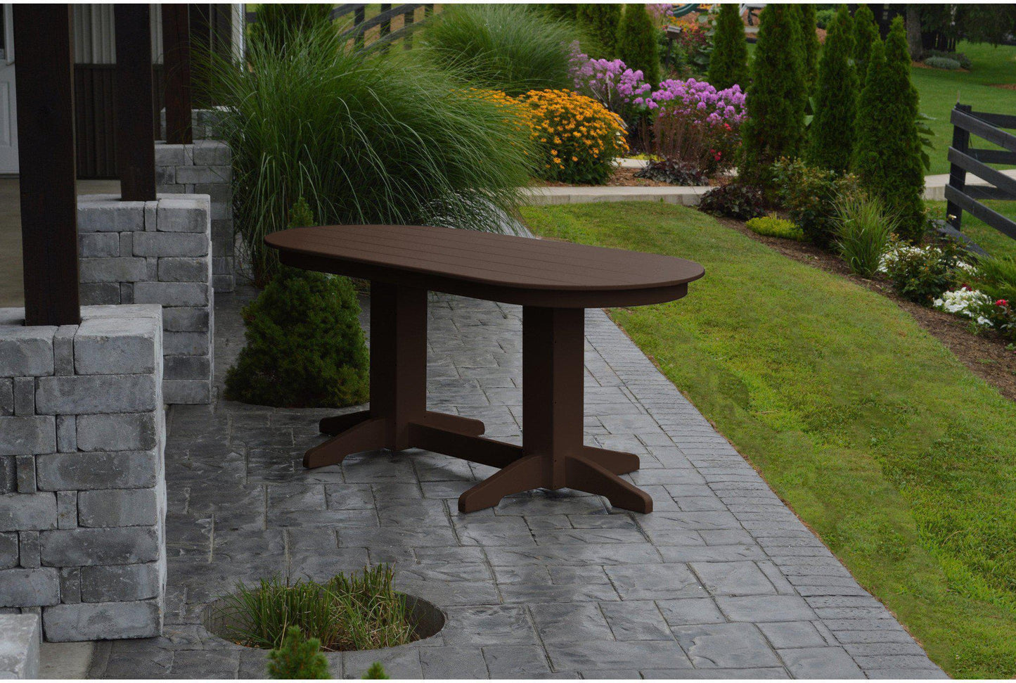 A&L Furniture Company Recycled Plastic 6' Oval Dining Table - Tudor Brown