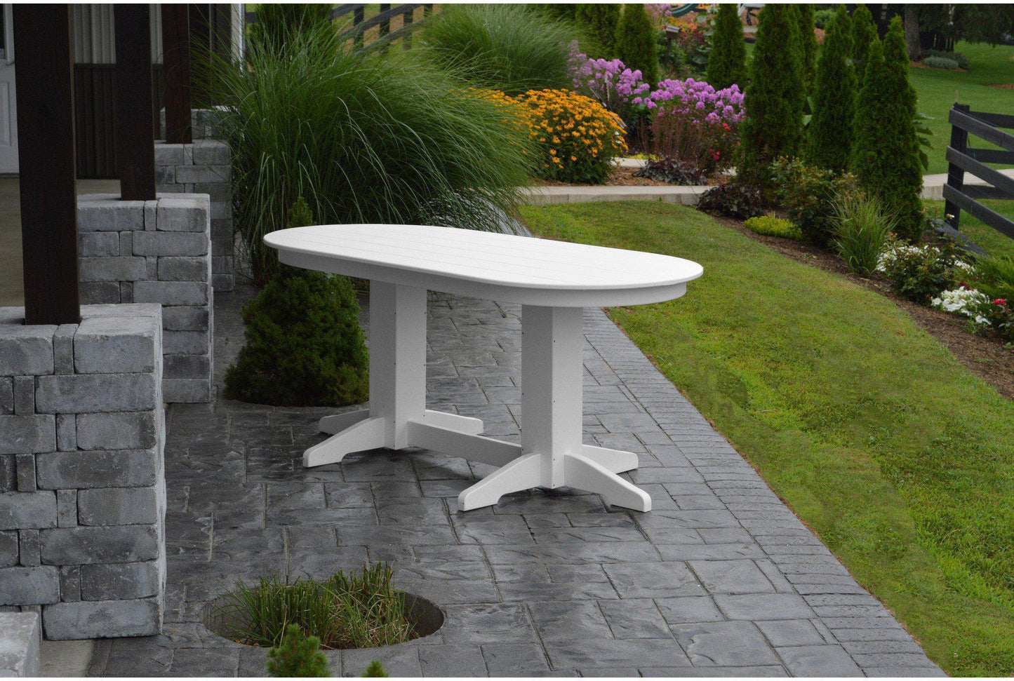 A&L Furniture Company Recycled Plastic 6' Oval Dining Table - White