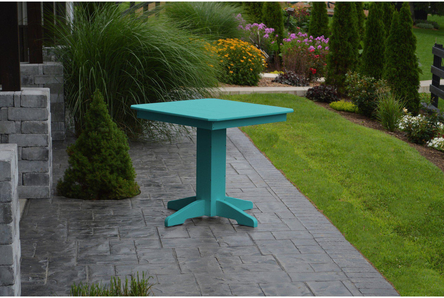 A&L Furniture Recycled Plastic 33" Square Dining Table - Aruba Blue
