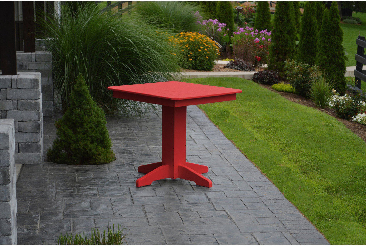 A&L Furniture Recycled Plastic 33" Square Dining Table - Bright Red