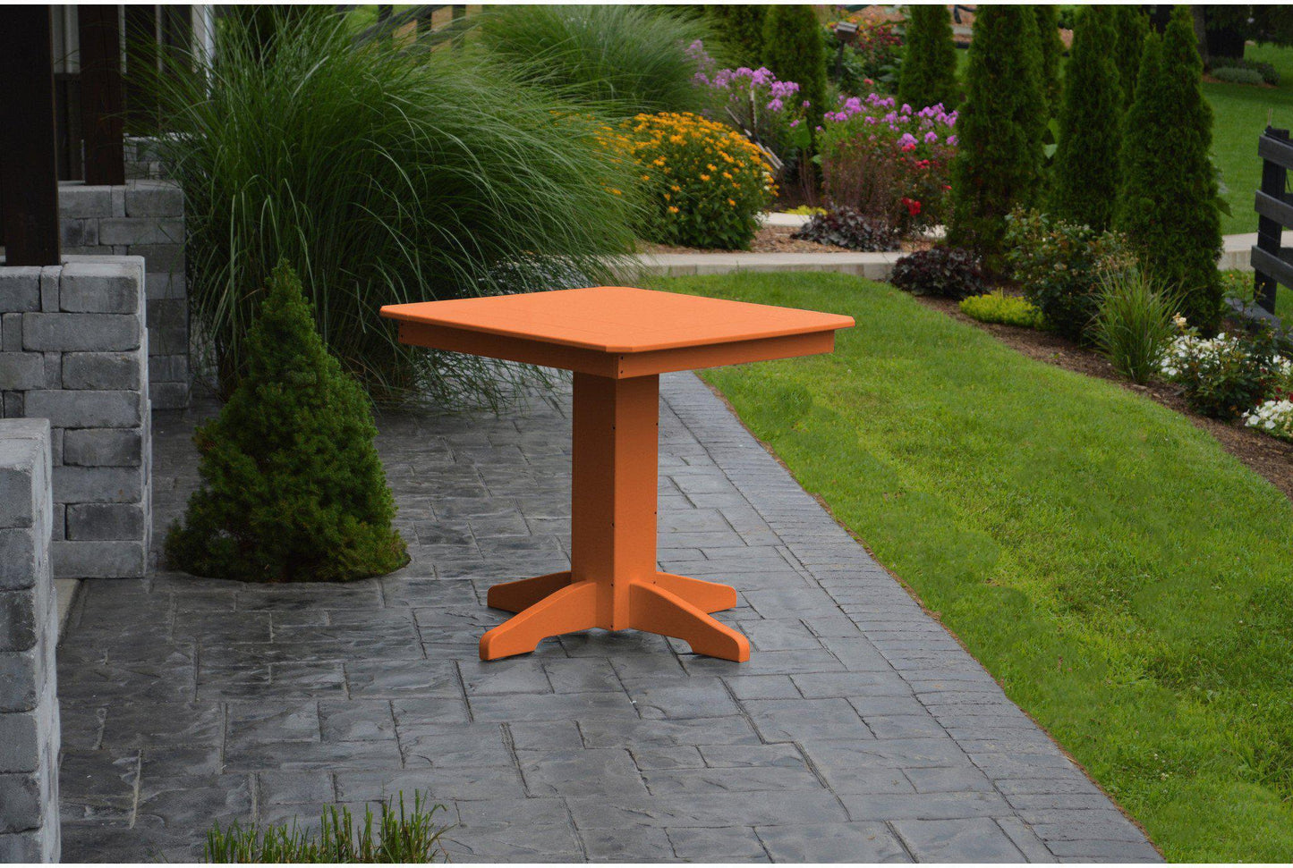 A&L Furniture Recycled Plastic 33" Square Dining Table - Orange