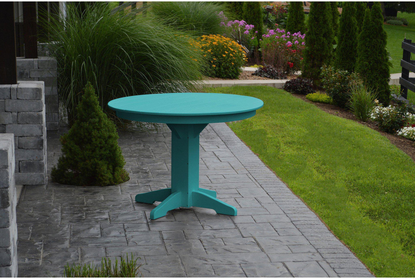 A&L Furniture Recycled Plastic 44" Round Dining Table - Aruba Blue