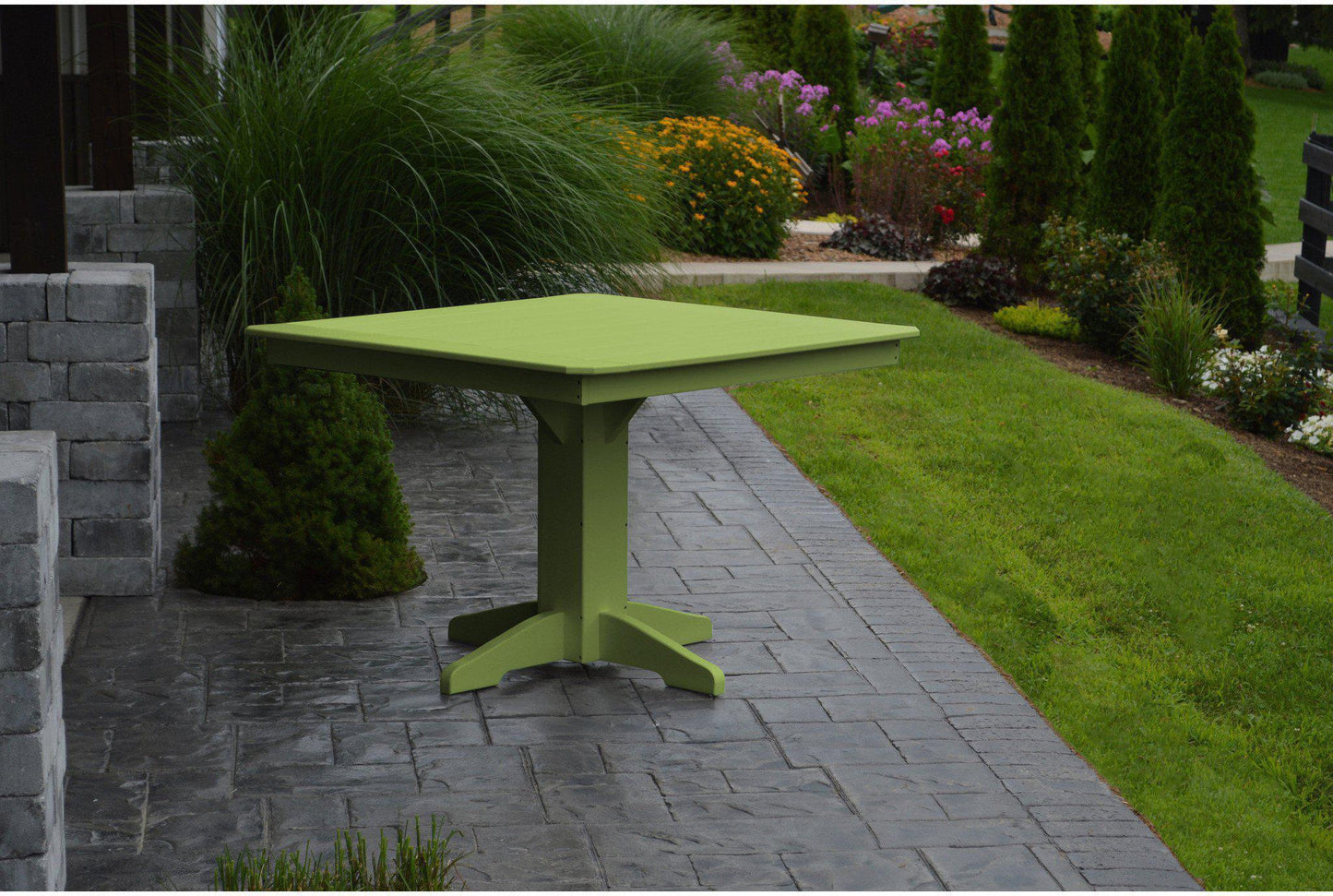 A&L Furniture Recycled Plastic 44" Square Dining Table - Tropical Lime
