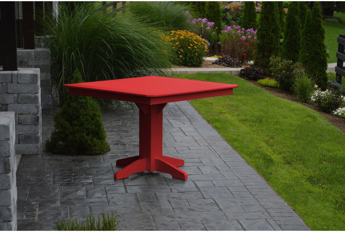 A&L Furniture Recycled Plastic 44" Square Dining Table - Bright Red