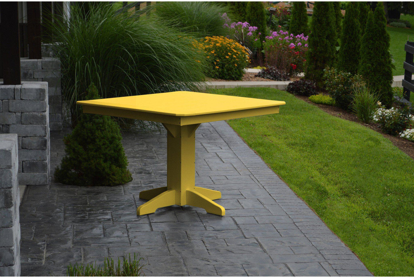 A&L Furniture Recycled Plastic 44" Square Dining Table - Lemon Yellow