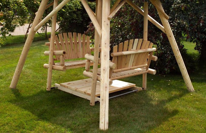 moon valley rustic outdoor cedar log double glider unfinished