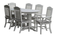 A&L Furniture Recycled Plastic 6ft Oval Dining Table with Classic Chairs 7 Piece Set - White