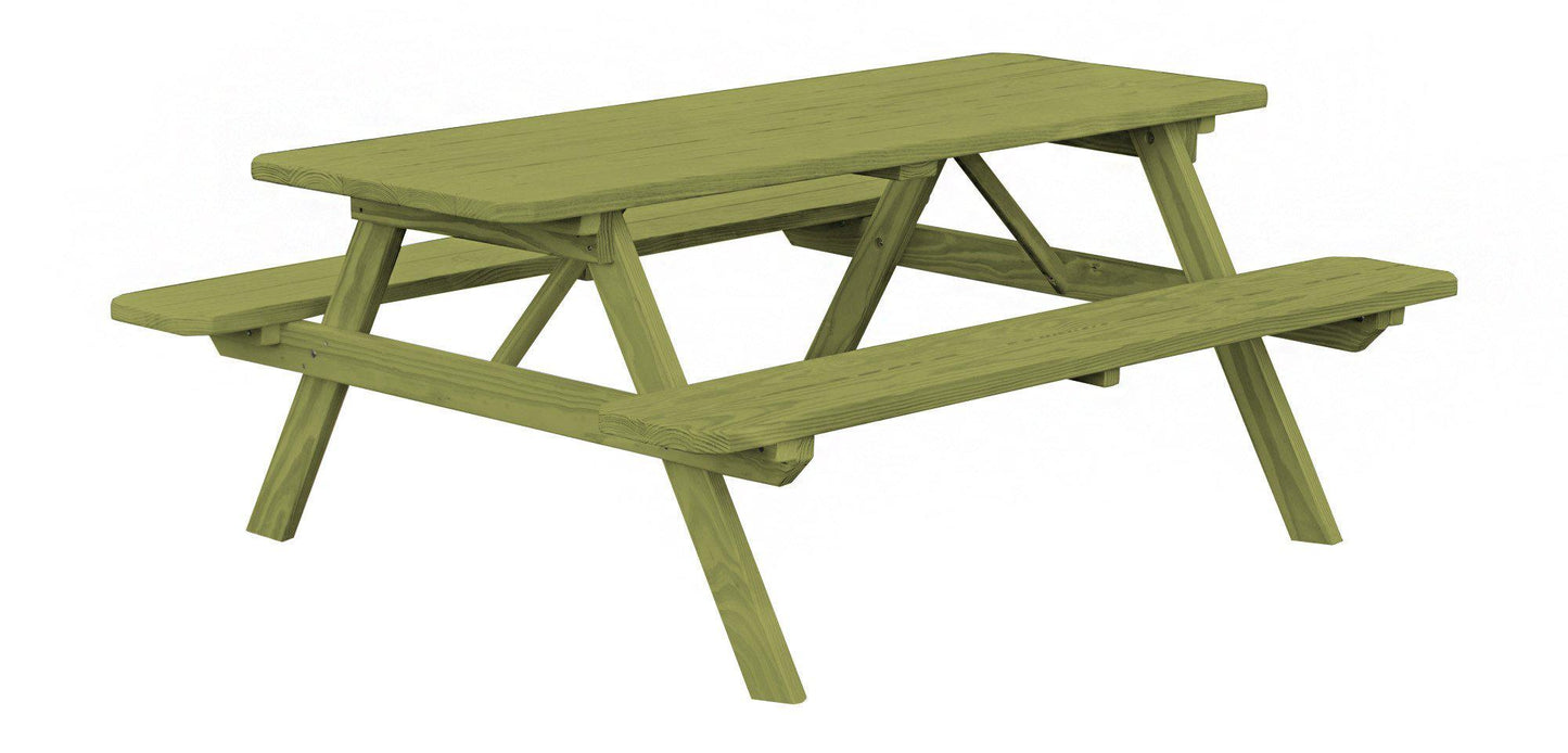 A&L Furniture Co. Pressure Treated Pine 6' Table w/Attached Benches - LEAD TIME TO SHIP 10 BUSINESS DAYS