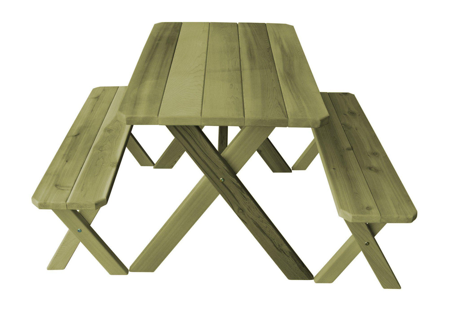 A&L FURNITURE CO. Western Red Cedar 4' Cross-leg Table w/2 Benches - Specify for FREE 2" Umbrella Hole - LEAD TIME TO SHIP 2 WEEKS