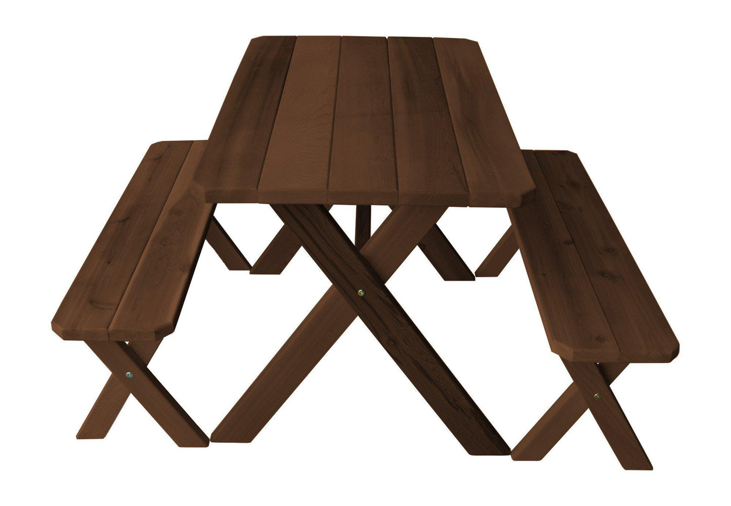 A&L FURNITURE CO. Western Red Cedar 5' Cross-leg Table w/2 Benches - Specify for FREE 2" Umbrella Hole - LEAD TIME TO SHIP 2 WEEKS
