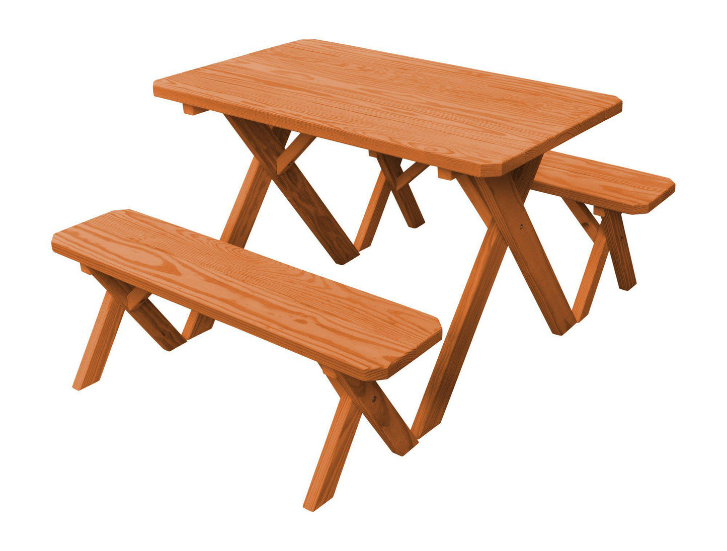 A&L Furniture Co. Pressure Treated Pine 4' Cross-leg Table w/2 Benches  - LEAD TIME TO SHIP 10 BUSINESS DAYS