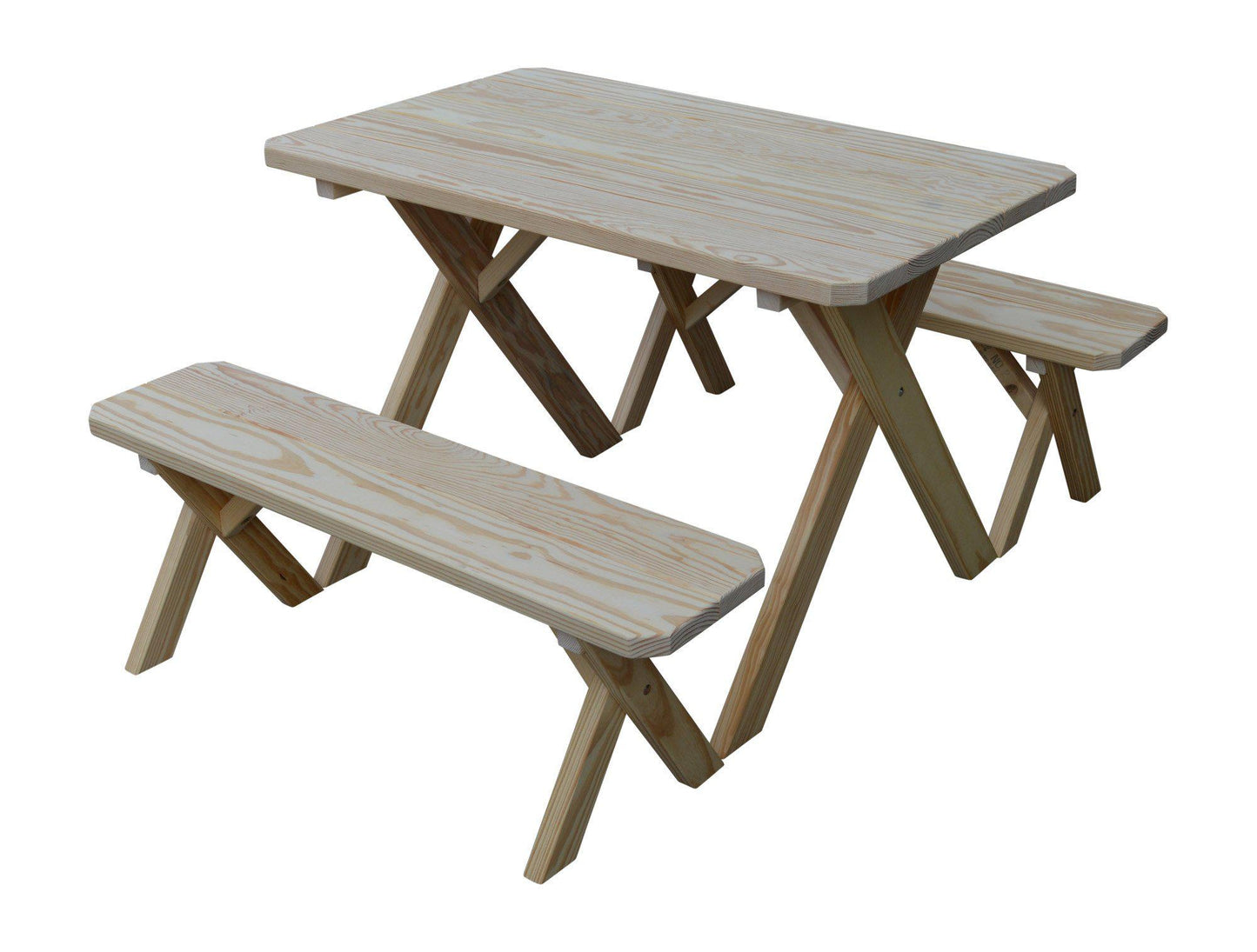 A&L Furniture Co. Pressure Treated Pine 4' Cross-leg Table w/2 Benches  - LEAD TIME TO SHIP 10 BUSINESS DAYS