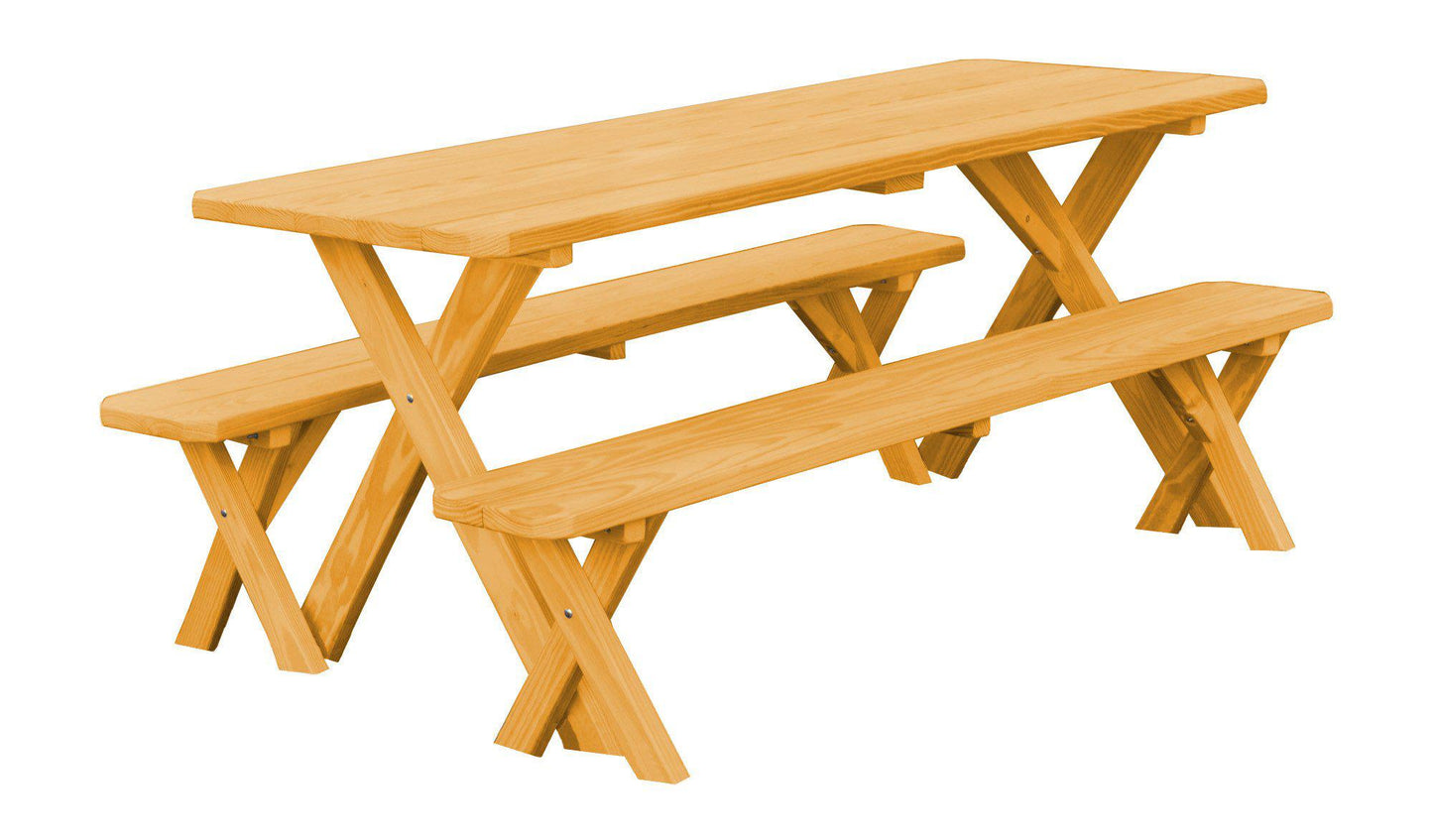 A&L Furniture Co. Pressure Treated Pine 6' Cross-leg Table w/2 Benches - LEAD TIME TO SHIP 10 BUSINESS DAYS