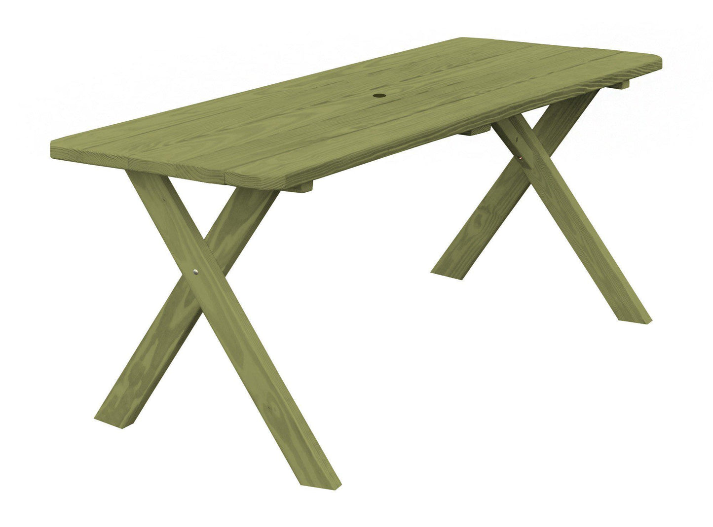 A&L Furniture Co. Yellow Pine 95" Cross-leg Table Only - Specify For Free 2" Umbrella Hole - LEAD TIME TO SHIP 10 BUSINESS DAYS