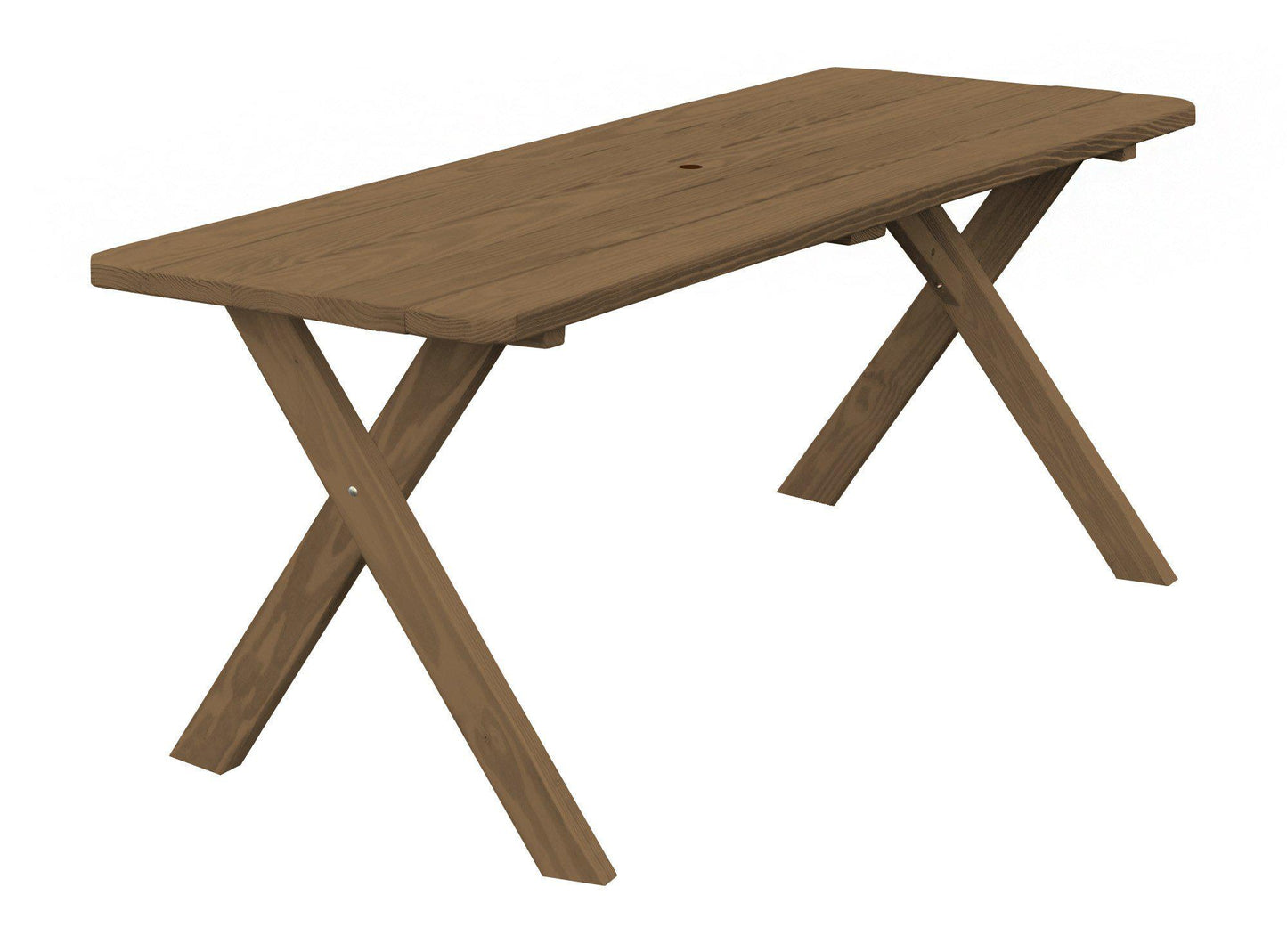 A&L Furniture Co. Yellow Pine 70" Cross-leg Table Only - Specify for Free 2" Umbrella Hole - LEAD TIME TO SHIP 10 BUSINESS DAYS