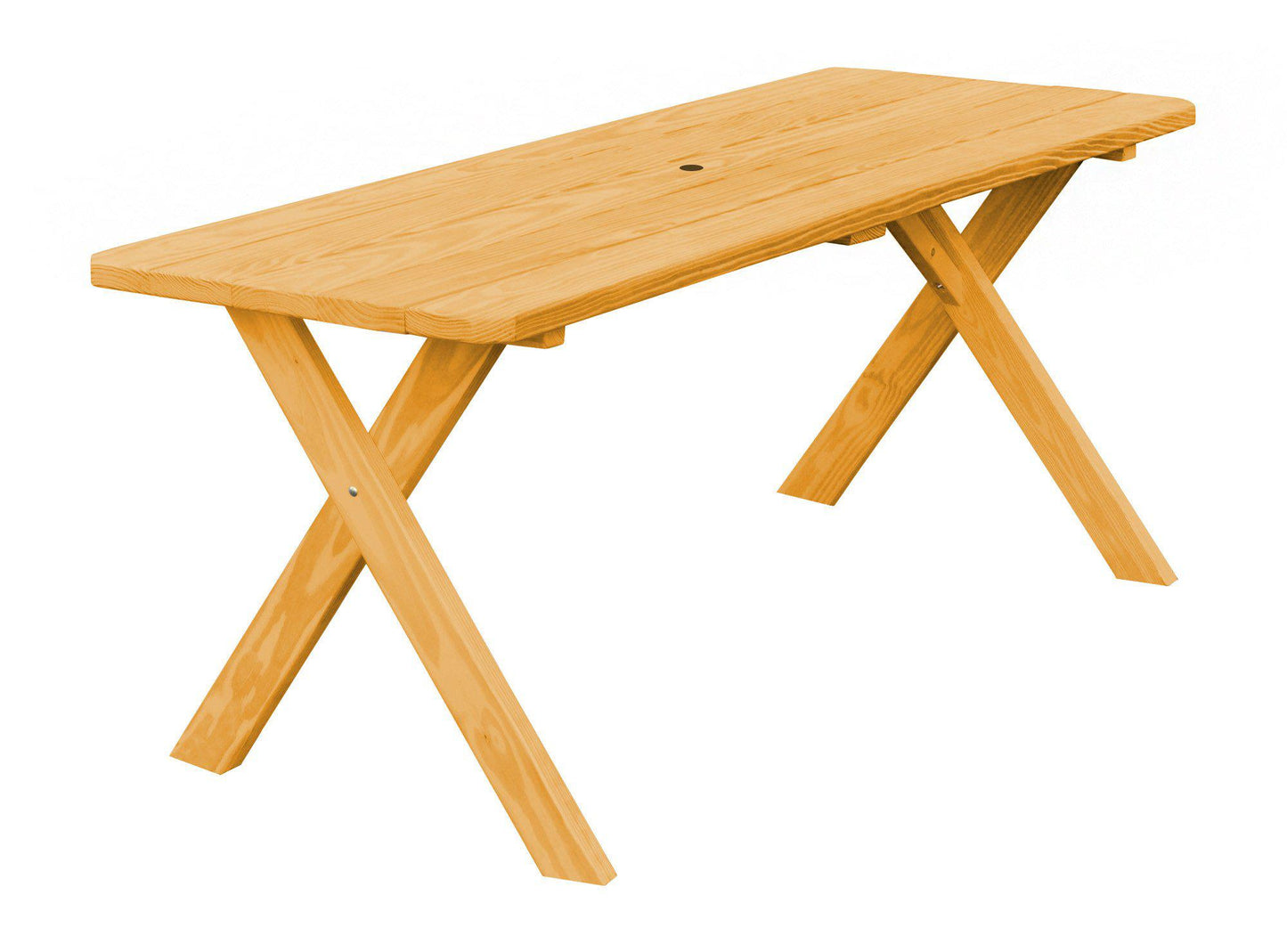 A&L Furniture Co. Yellow Pine 70" Cross-leg Table Only - Specify for Free 2" Umbrella Hole - LEAD TIME TO SHIP 10 BUSINESS DAYS