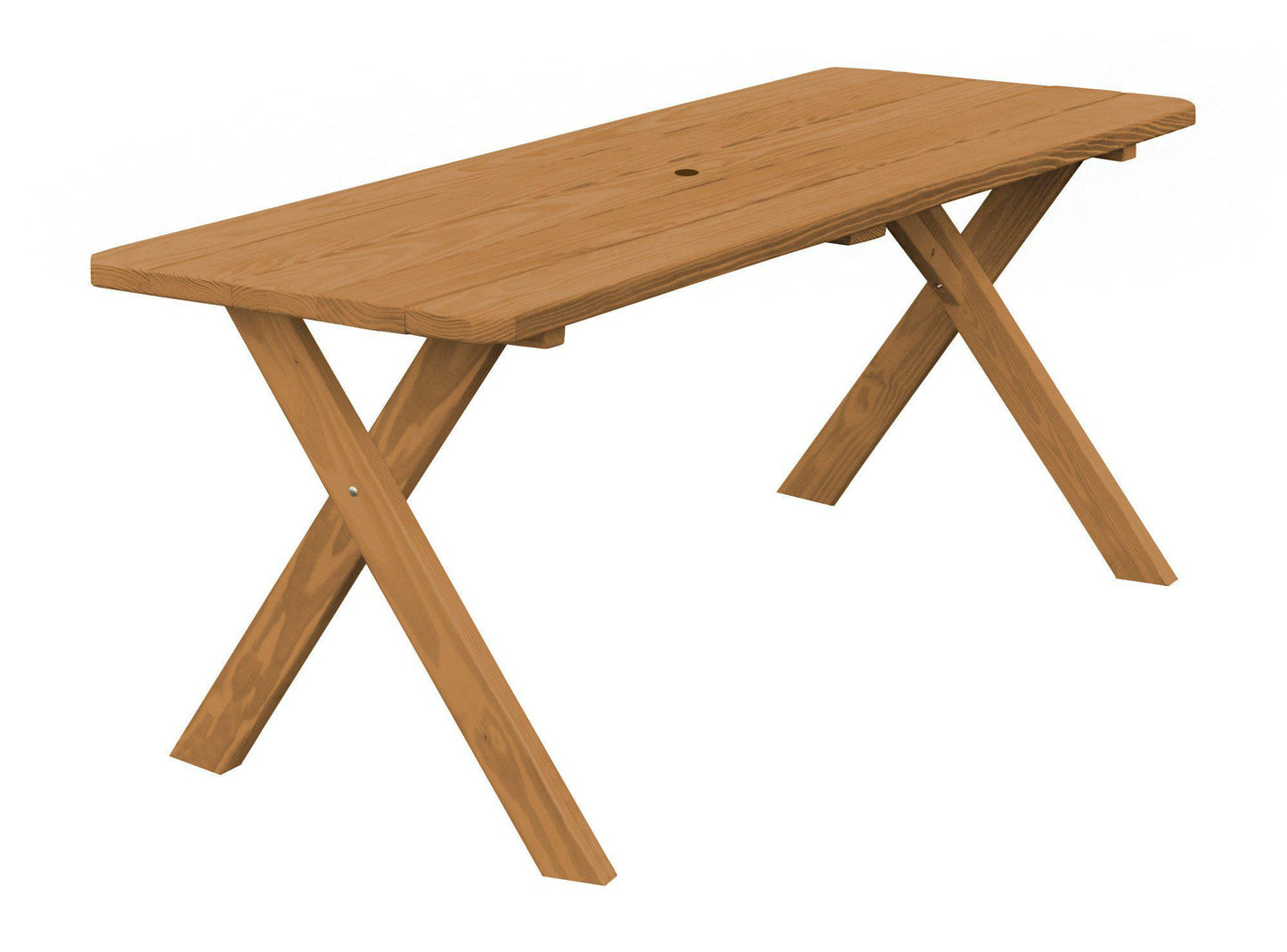 A&L Furniture Co. Yellow Pine 70" Cross-leg Table Only - Specify for Free 2" Umbrella Hole - LEAD TIME TO SHIP 10 BUSINESS DAYS