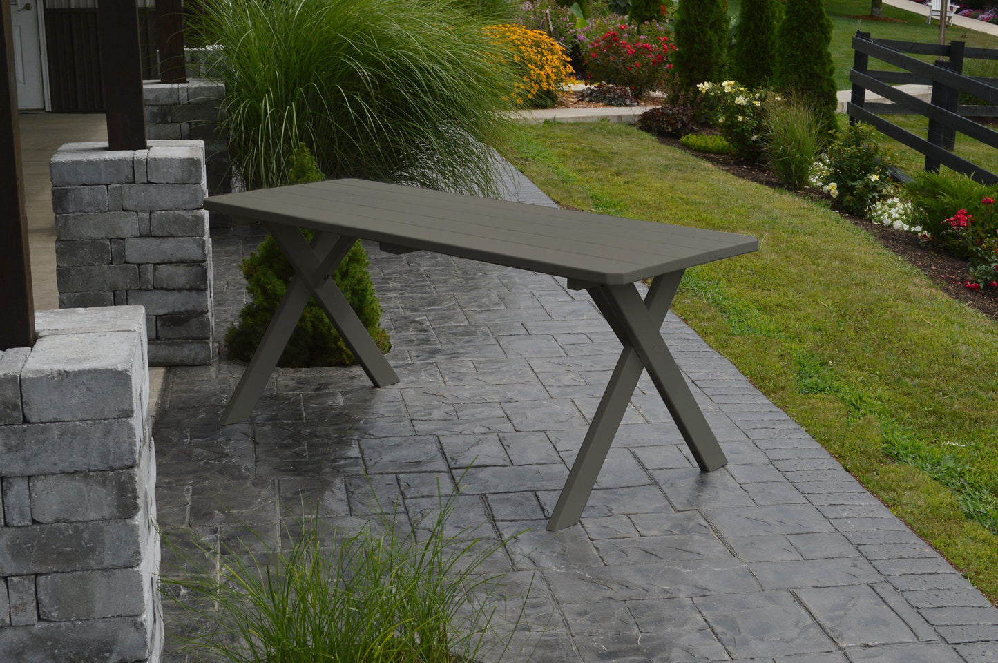 A&L Furniture Co. Yellow Pine 70" Cross-leg Table Only - Specify for Free 2" Umbrella Hole - LEAD TIME TO SHIP 10 BUSINESS DAYS