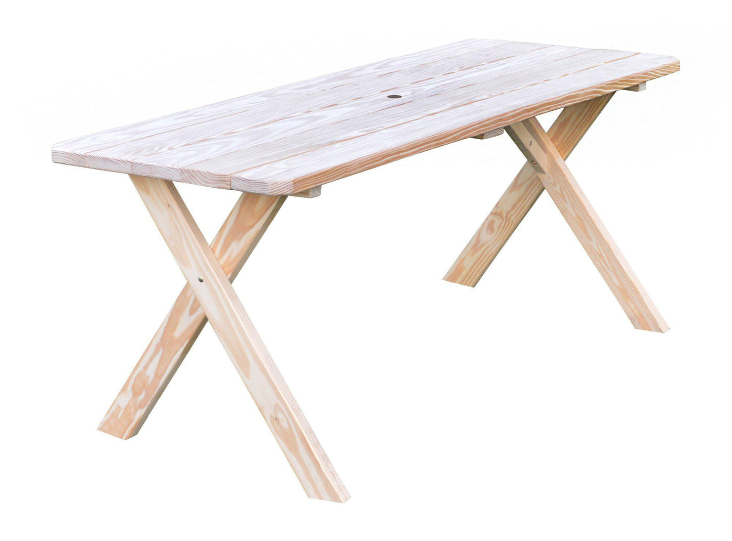 A&L Furniture Co. Yellow Pine 70" Cross-leg Table Only - Specify for Free 2" Umbrella Hole - LEAD TIME TO SHIP 10 BUSINESS DAYS