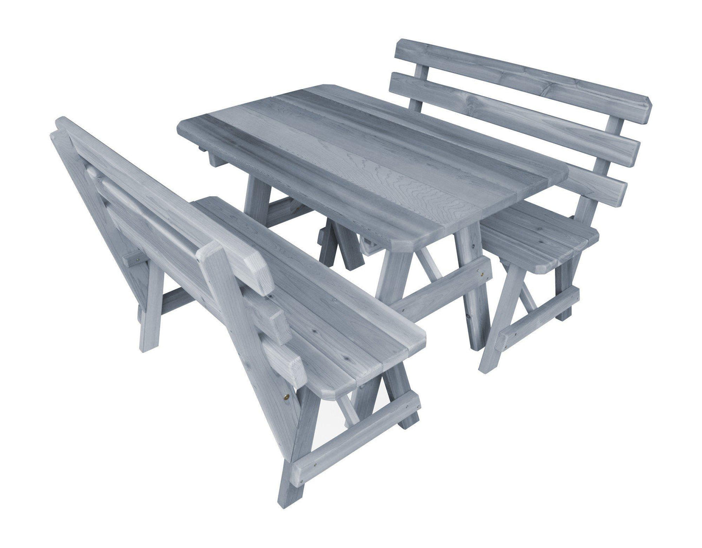 Regallion Outdoor Western Red Cedar 44" Table w/2 Backed Benches - LEAD TIME TO SHIP 2 WEEKS