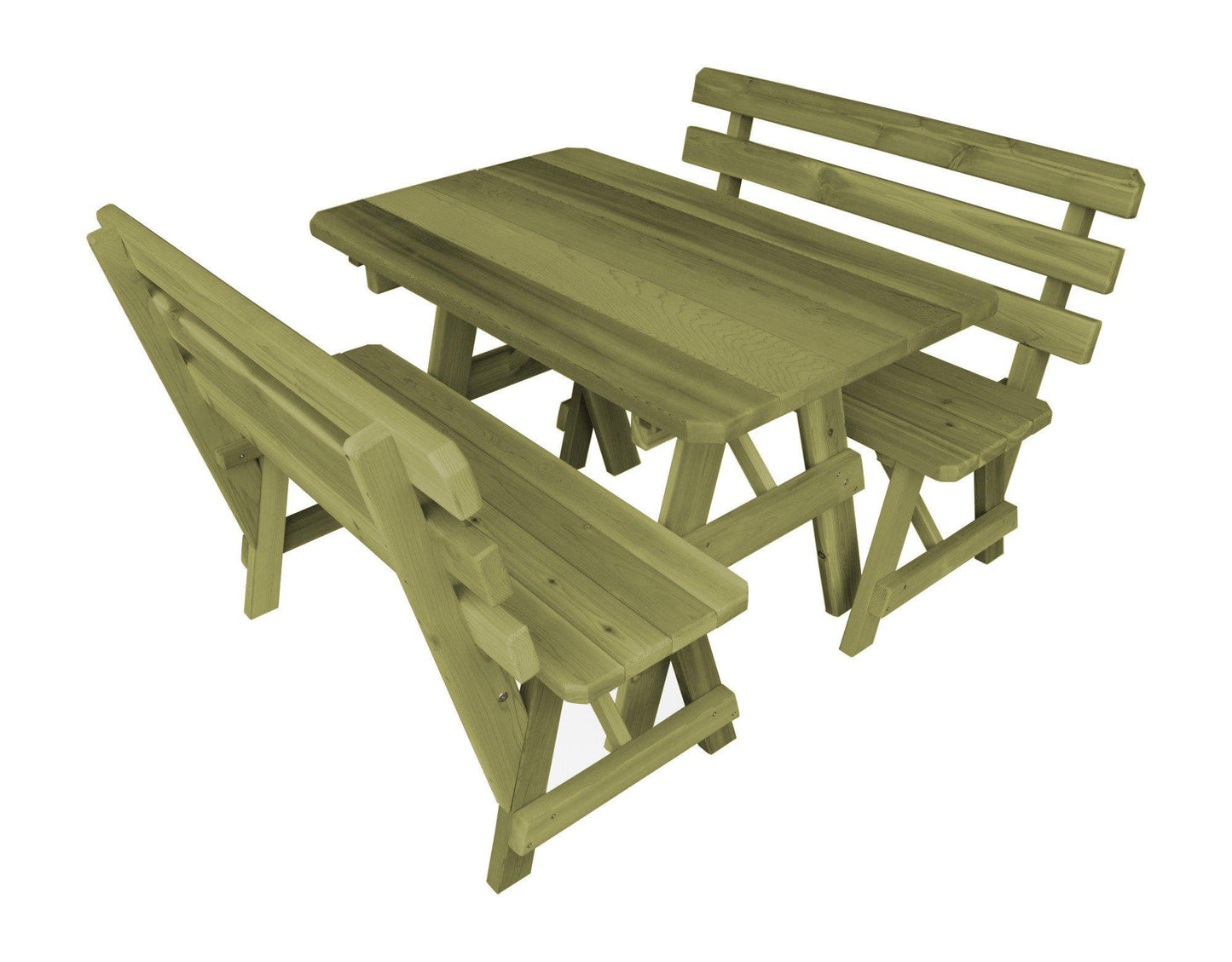 Regallion Outdoor Western Red Cedar 44" Table w/2 Backed Benches - LEAD TIME TO SHIP 2 WEEKS
