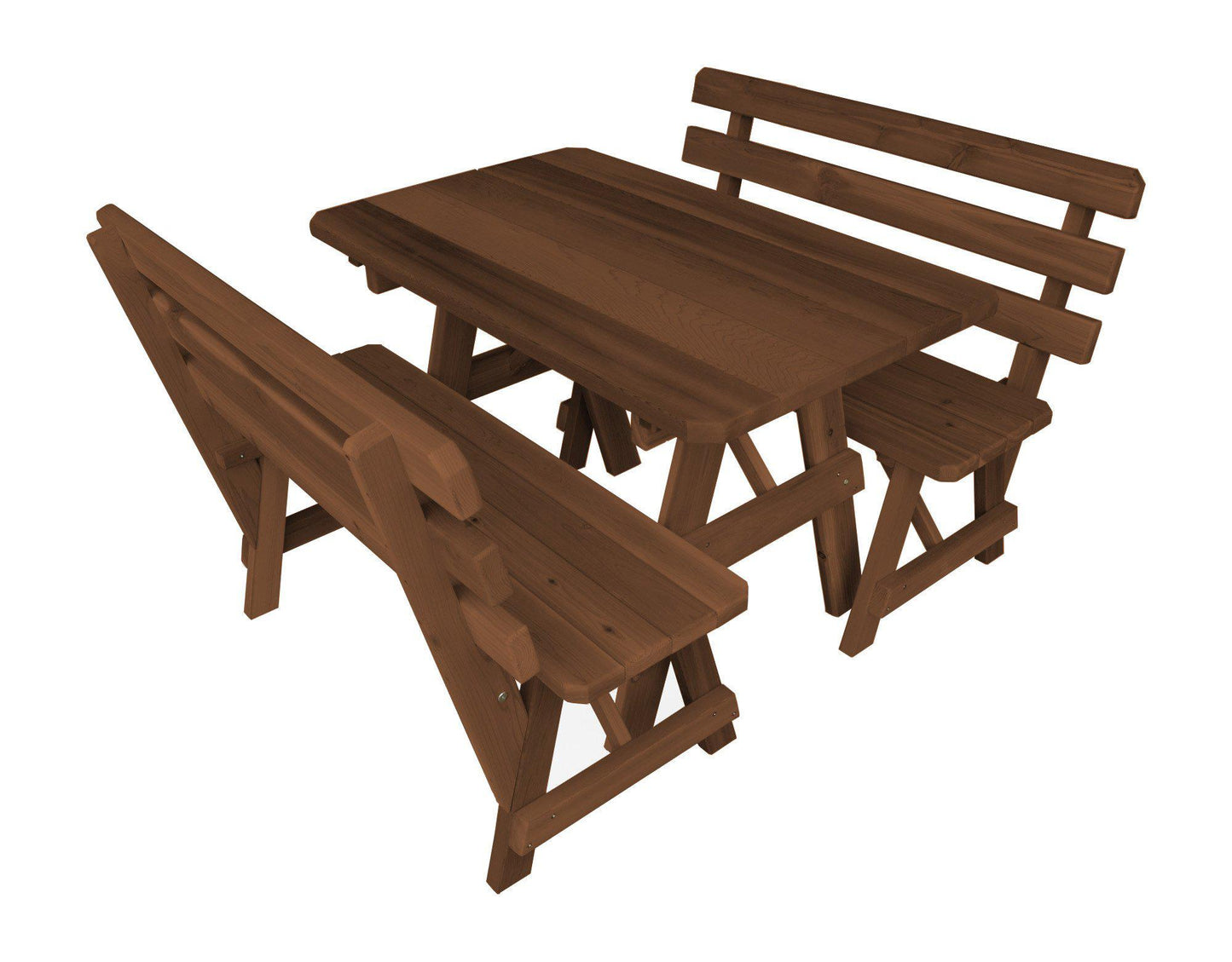 Regallion Outdoor Western Red Cedar 44" Table w/2 Backed Benches - LEAD TIME TO SHIP 2 WEEKS