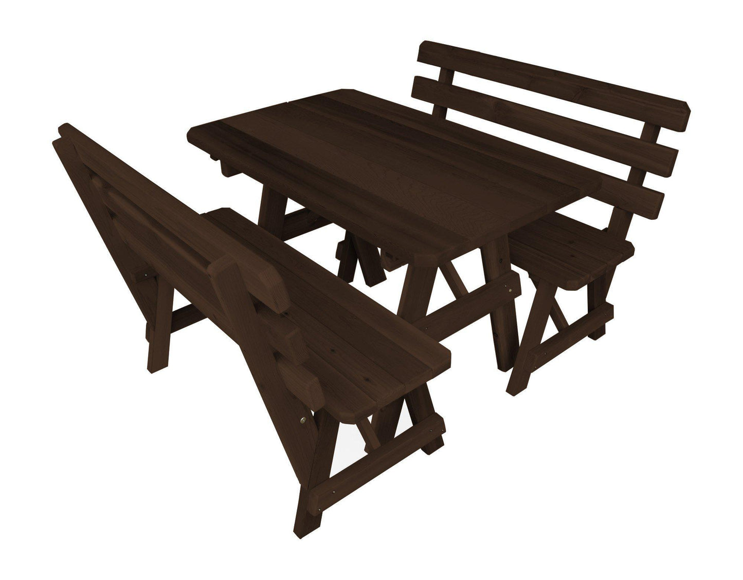 Regallion Outdoor Western Red Cedar 44" Table w/2 Backed Benches - LEAD TIME TO SHIP 2 WEEKS