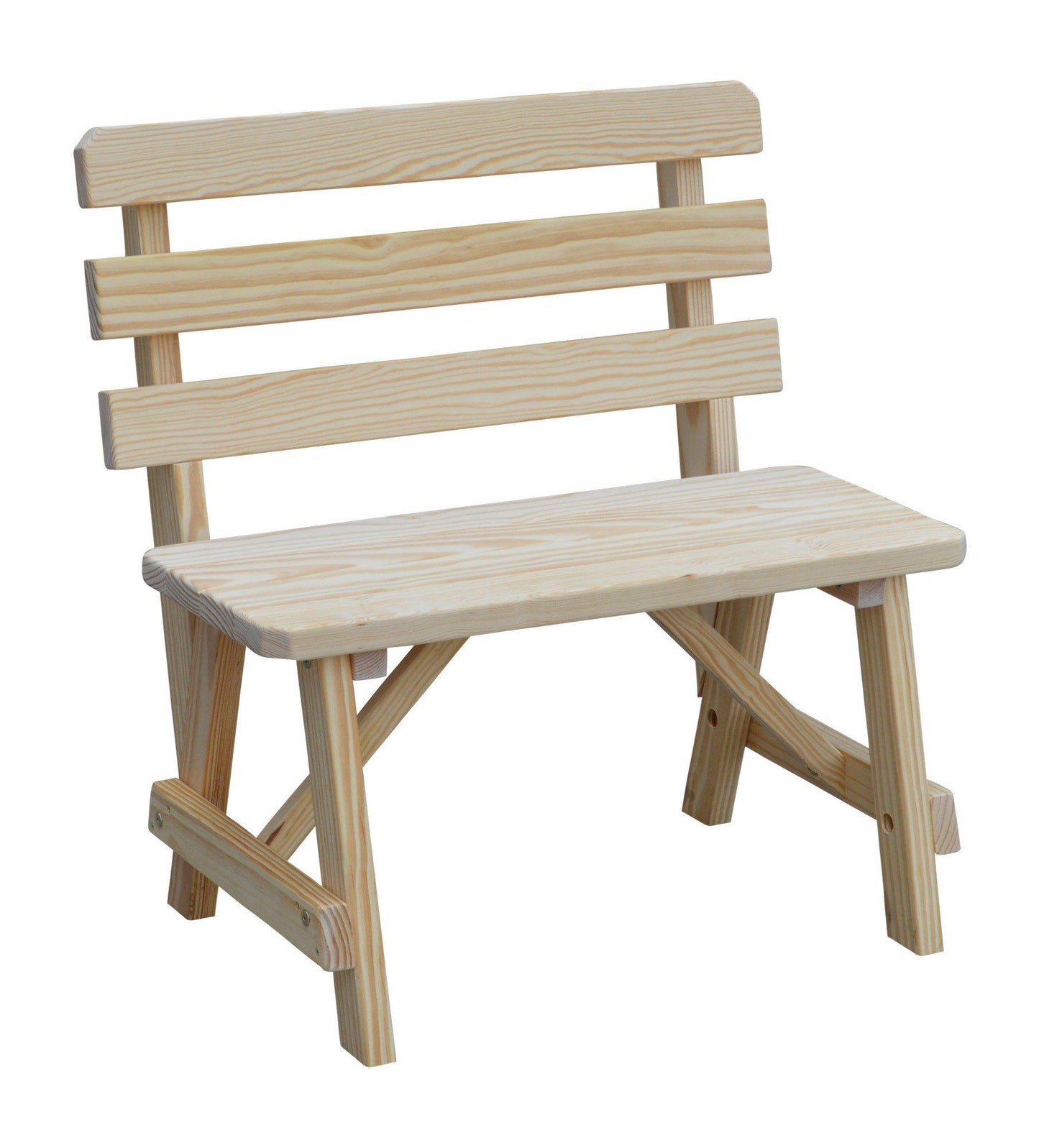 A&L Furniture Co. Yellow Pine 33" Traditional Backed Bench Only - LEAD TIME TO SHIP 10 BUSINESS DAYS