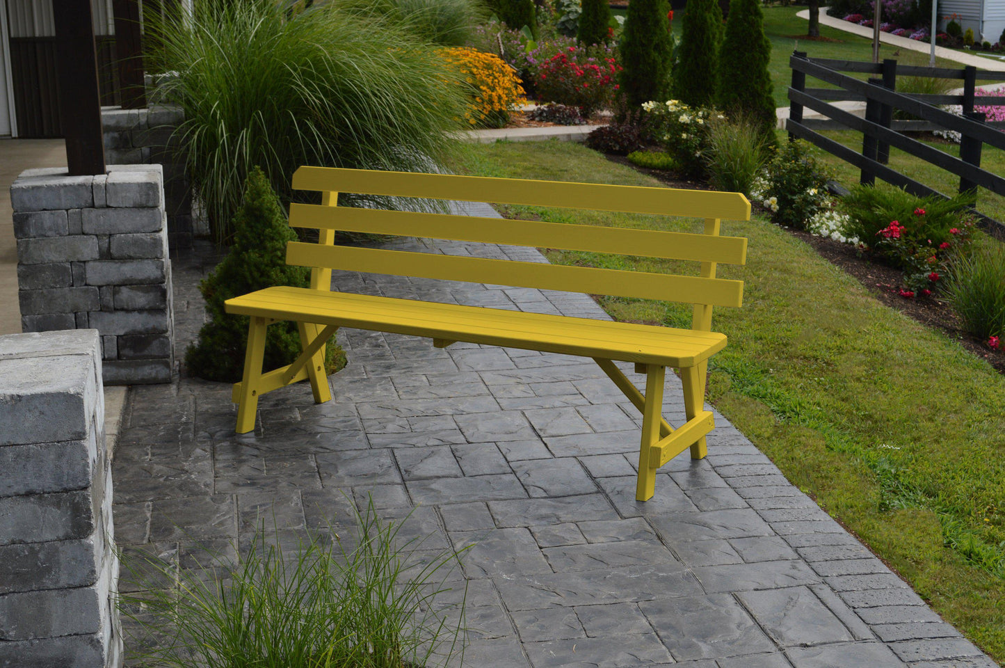 A&L Furniture Co. Yellow Pine 70" Traditional Backed Bench Only - LEAD TIME TO SHIP 10 BUSINESS DAYS